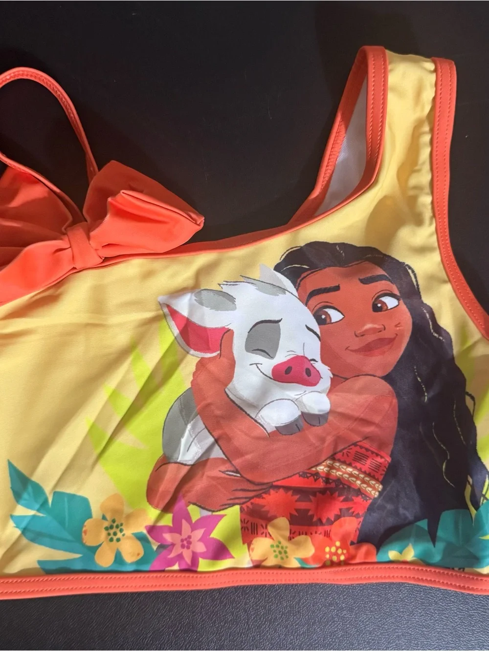 PatPat, Disney Moana and Pua, Girl’s 5Y/6Y, two-piece yellow & orange swimsuit.